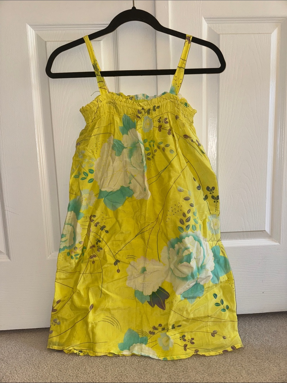 NWOT GapKids Girls Yellow Floral Sundress with Teal Accents
